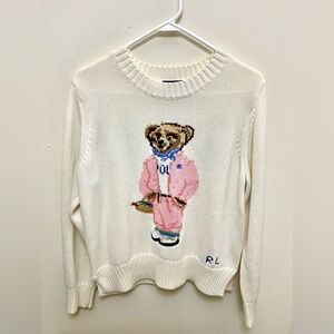 Polo Ralph Lauren Women's Picnic Teddy Bear Sweater, Medium
